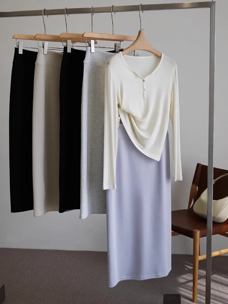 High Waist Midi Skirt Women's Color A-Line Half-length Spring Commute Style Skirts for Ladies with Slit
High Waist Midi Skirt Women's Color A-Line Half-length Spring Commute Style Skirts for Ladies with Slit
