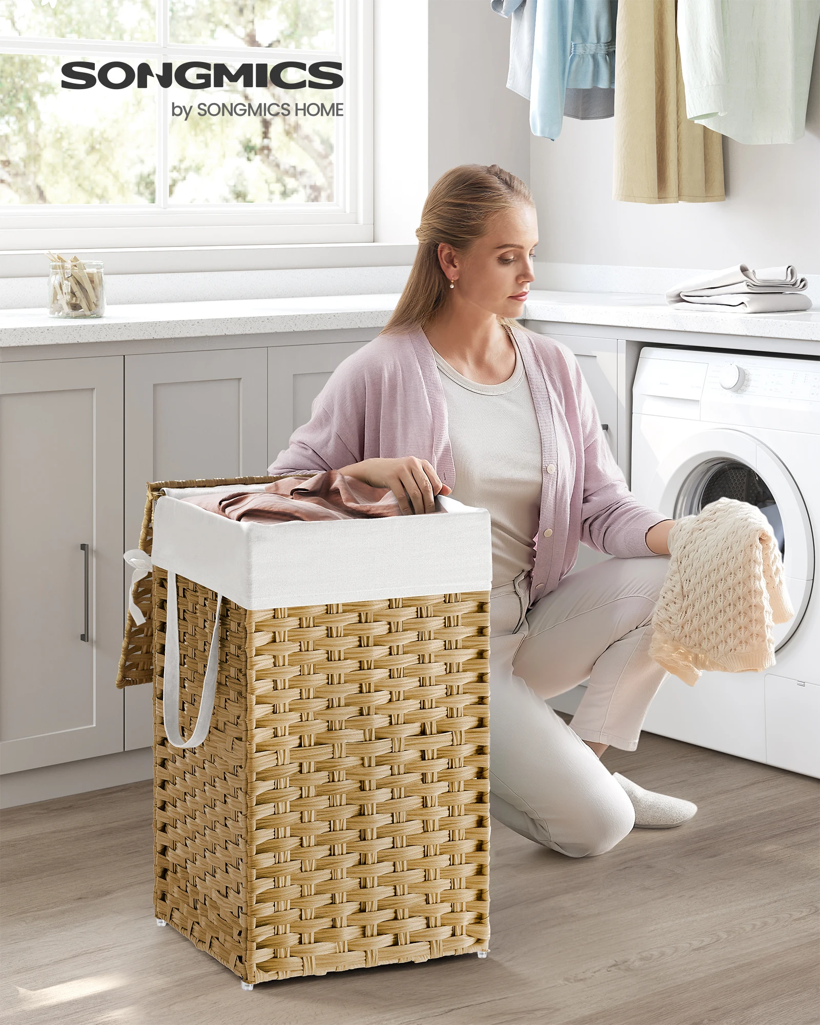 SONGMICS Laundry Hamper with Lid, 17.2 Gallon (65 L) Synthetic Rattan Clothes Laundry Basket with Lid and Handles, Foldable, Rem
SONGMICS Laundry Hamper with Lid, 17.2 Gallon (65 L) Synthetic Rattan Clothes Laundry Basket with Lid and Handles, Foldable, Rem