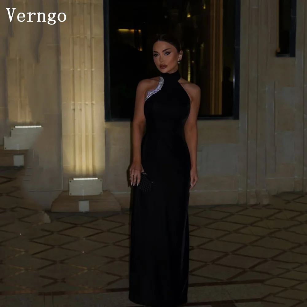 Verngo Black Crepe Evening Dress Halter A Line Formal Occasion Dress Sequined Maxi Black Dress Customized
Verngo Black Crepe Evening Dress Halter A Line Formal Occasion Dress Sequined Maxi Black Dress Customized