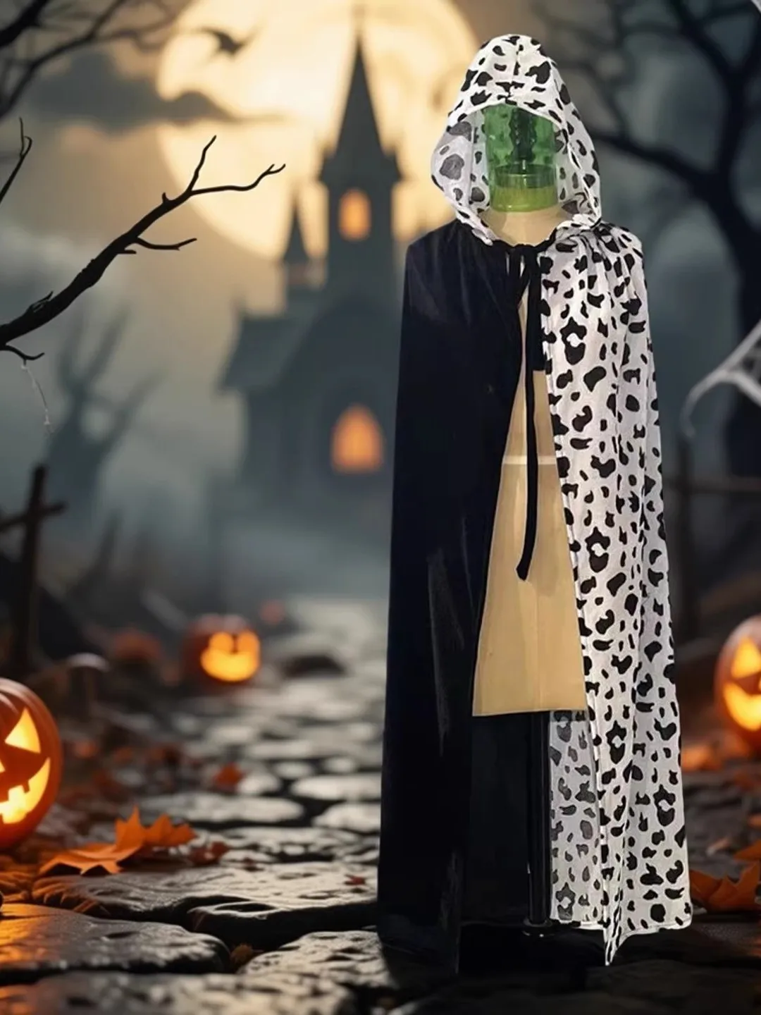 Halloween Velvet Cloak Patchwork Double Color Hooded Spot Role-playing Wizard Black White Spot Cloak Robe for Women 20-50 Yea...
Halloween Velvet Cloak Patchwork Double Color Hooded Spot Role-playing Wizard Black White Spot Cloak Robe for Women 20-50 Yea...