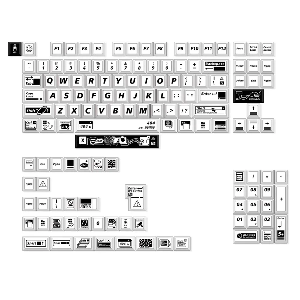 136 Keys Danger 404 Custom Keycap PBT Cute Black White Simple Keyboard Cap Cherry Profile Gaming Key Cap for Mechanical Keyboard
136 Keys Danger 404 Custom Keycap PBT Cute Black White Simple Keyboard Cap Cherry Profile Gaming Key Cap for Mechanical Keyboard