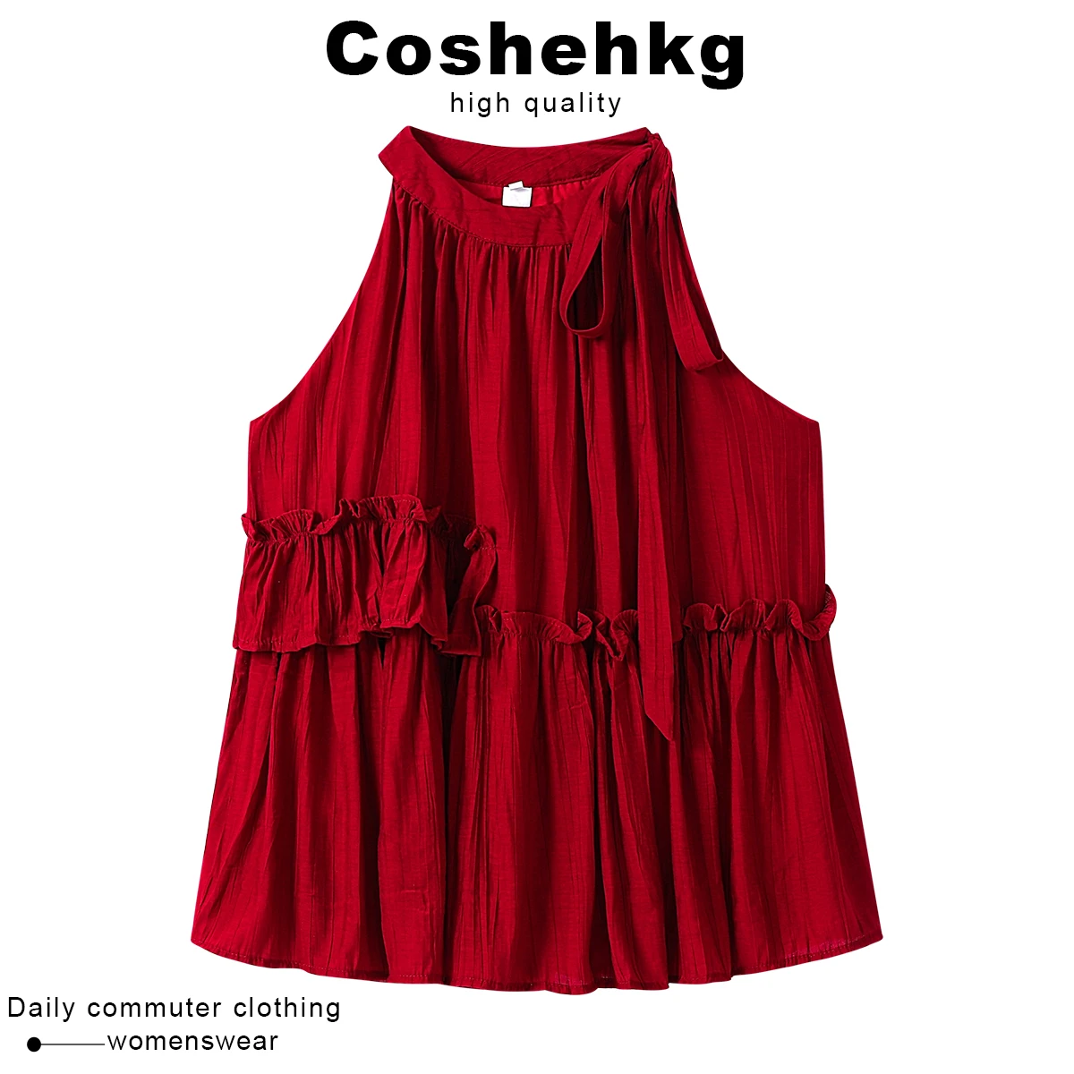 Coshehkg Unique Neck Hanging Shoulder Exposure Sleeveless Shirt Women's New Summer Elegant Gauze Top Loose Fit round Neck
Coshehkg Unique Neck Hanging Shoulder Exposure Sleeveless Shirt Women's New Summer Elegant Gauze Top Loose Fit round Neck
