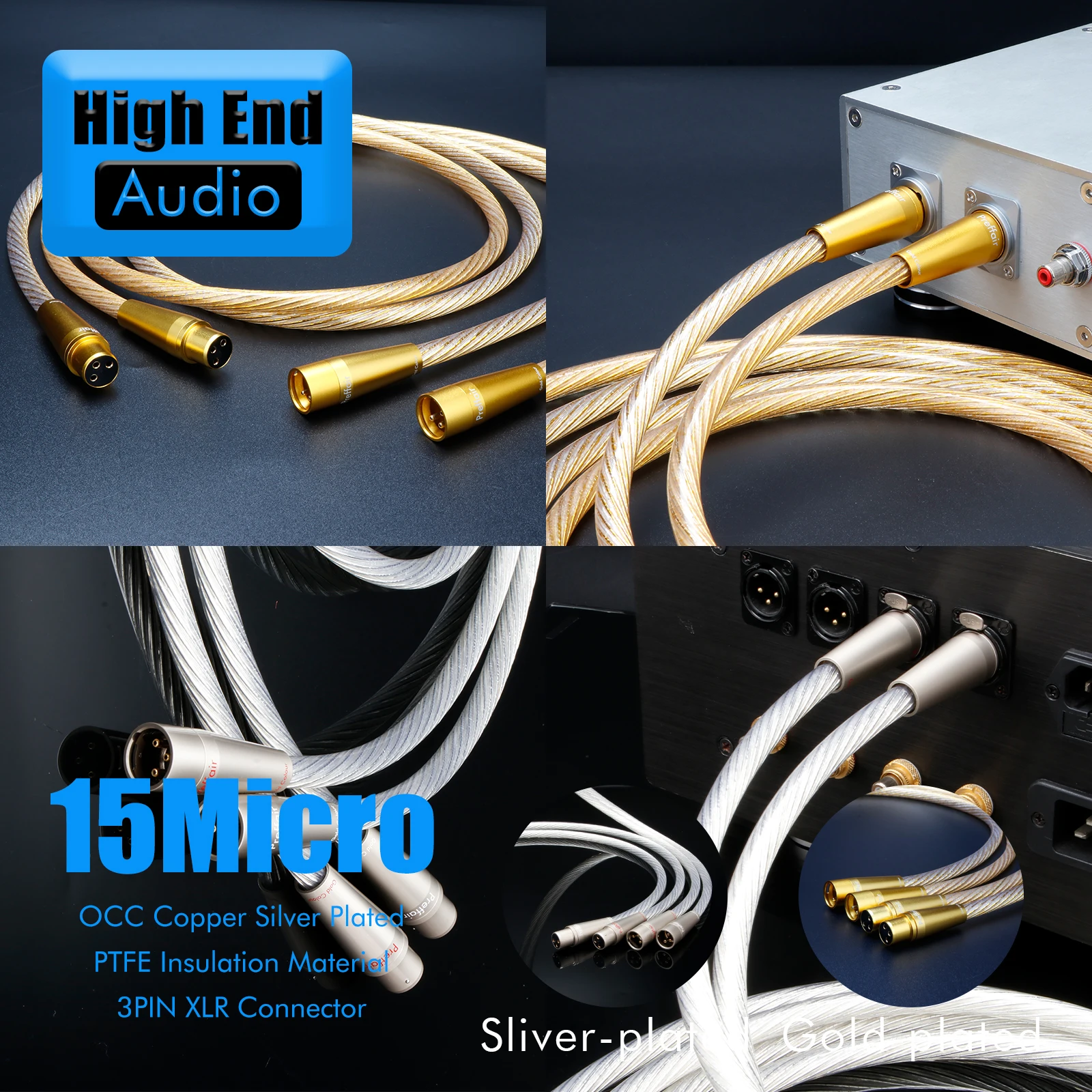Preffair XLR professional Cable 8N OCC Silver/Gold plated 3pin XLR Audio Cord for amp soundcard Microphone Mixer midi cable
Preffair XLR professional Cable 8N OCC Silver/Gold plated 3pin XLR Audio Cord for amp soundcard Microphone Mixer midi cable