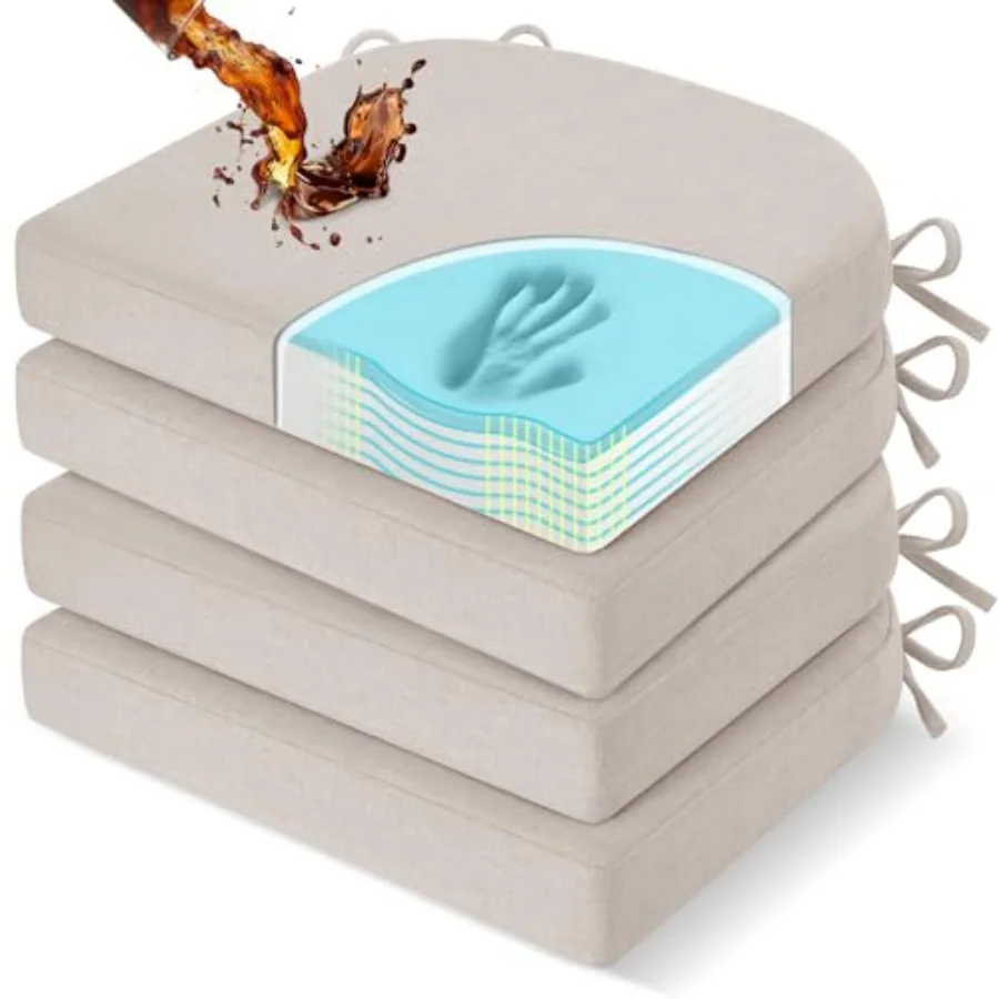 Chair Cushions for Dining Chairs, Memory Foam Linen Kitchen Chair Pads with Ties, Waterproof, Stain-Resistant and Washable Cove
Chair Cushions for Dining Chairs, Memory Foam Linen Kitchen Chair Pads with Ties, Waterproof, Stain-Resistant and Washable Cove