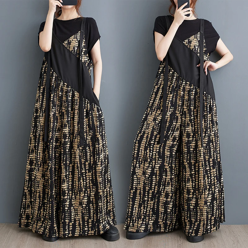 Adjustable Straps Fashion Print Patchwork Wide Leg Pants High Waist Long Pants Women's Casual Trousers Summer 2024 Style
Adjustable Straps Fashion Print Patchwork Wide Leg Pants High Waist Long Pants Women's Casual Trousers Summer 2024 Style