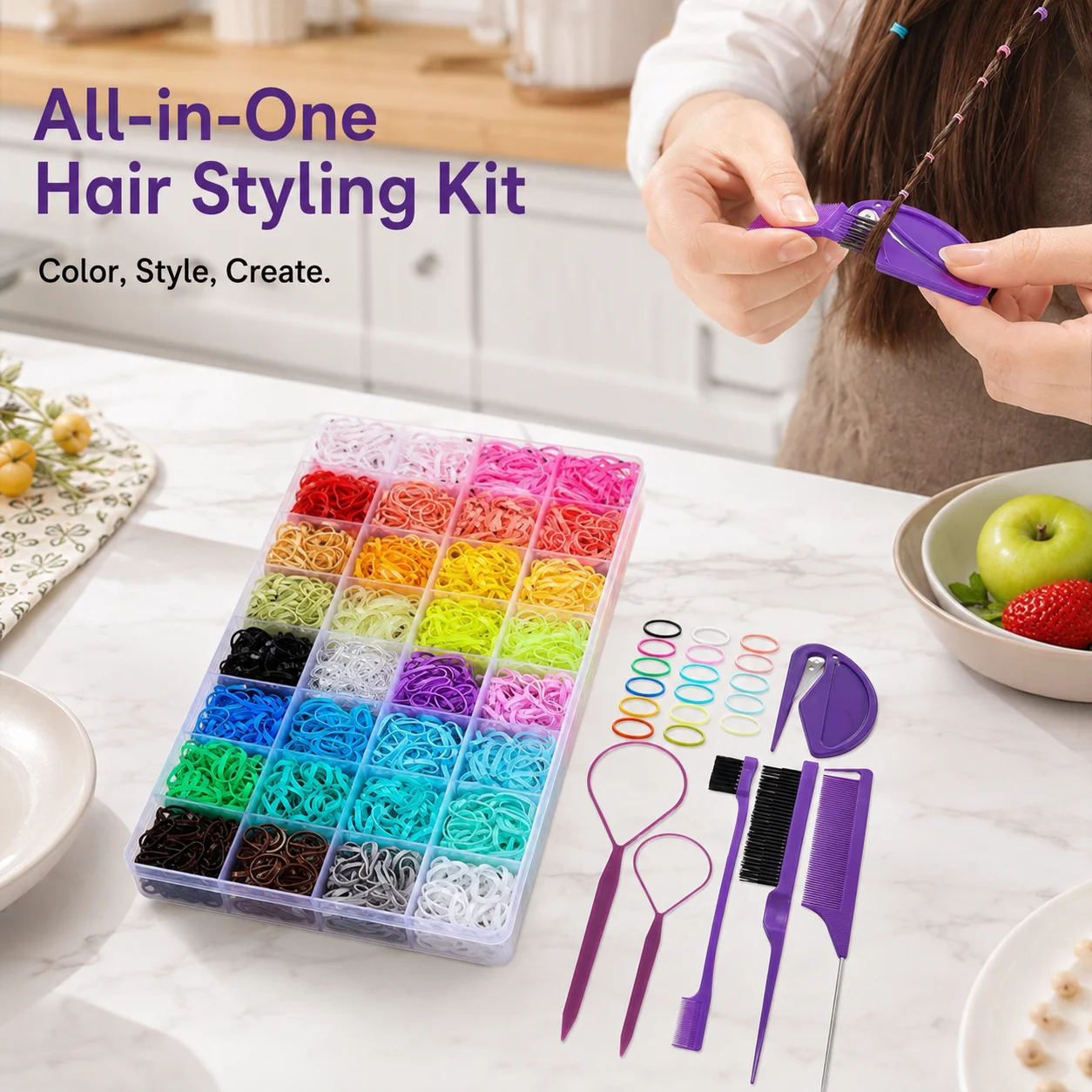 24-Color Hair Ties 1500Pcs Boxed Hair Ties Hair Extractor Hair Needle Pointed Tail Comb Hair Braiding Tools 200000297
24-Color Hair Ties 1500Pcs Boxed Hair Ties Hair Extractor Hair Needle Pointed Tail Comb Hair Braiding Tools 200000297