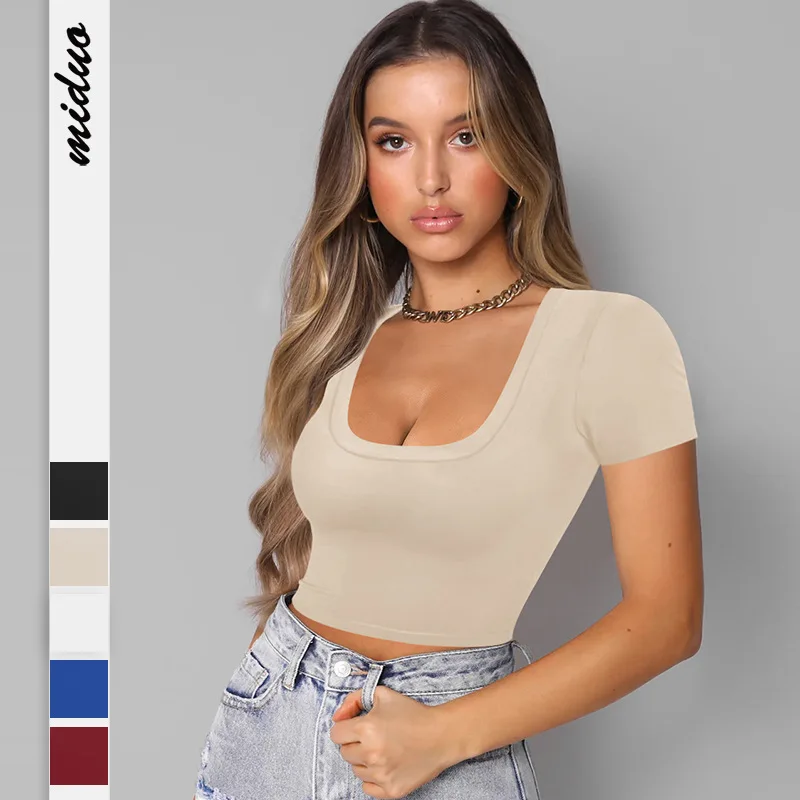 Slim Sports Vest for Women Short Sleeve U-Neck Gray Tee Tank Tops Female Solid Black and White Korean Crop Tops Y2k Summer New 2
Slim Sports Vest for Women Short Sleeve U-Neck Gray Tee Tank Tops Female Solid Black and White Korean Crop Tops Y2k Summer New 2