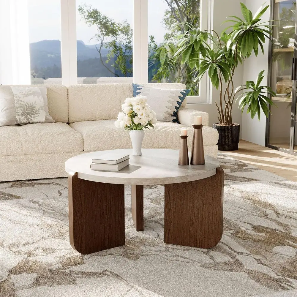 Contemporary 31.5 Marble-Top Coffee Table with Walnut Legs for Living Room, Waterproof and Easy to Assemble
Contemporary 31.5 Marble-Top Coffee Table with Walnut Legs for Living Room, Waterproof and Easy to Assemble