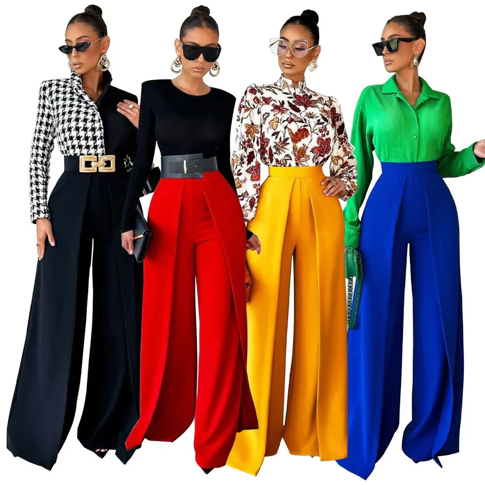 Summer Women's Clothing Slimming Wide Leg Pants High Waist Casual Trousers For Woman Polyester Flowy Straight Cut Loose Fit
Summer Women's Clothing Slimming Wide Leg Pants High Waist Casual Trousers For Woman Polyester Flowy Straight Cut Loose Fit