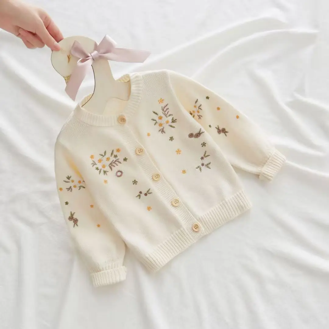 Baby and Toddler Girls' Cotton Thread Sweater Girls' Spring and Autumn Coat Embroidered Knitted Long Sleeved Sweater
Baby and Toddler Girls' Cotton Thread Sweater Girls' Spring and Autumn Coat Embroidered Knitted Long Sleeved Sweater