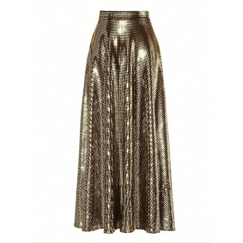 Gold Sequin Plaid Skirt Cross-Border Semi-Formal Skirt Women's Spring Fashion Plaid Design Glittering Gold Sequin Detail
Gold Sequin Plaid Skirt Cross-Border Semi-Formal Skirt Women's Spring Fashion Plaid Design Glittering Gold Sequin Detail