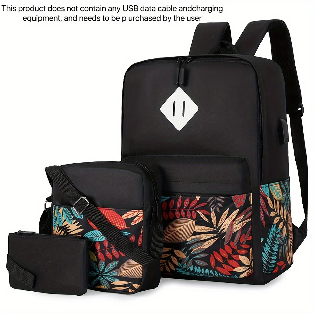 3pcs Leaves Pattern Printed Backpack With Crossbody Bag And Handbag Set, Business Laptop Notebook Computer Backpack For Business
3pcs Leaves Pattern Printed Backpack With Crossbody Bag And Handbag Set, Business Laptop Notebook Computer Backpack For Business