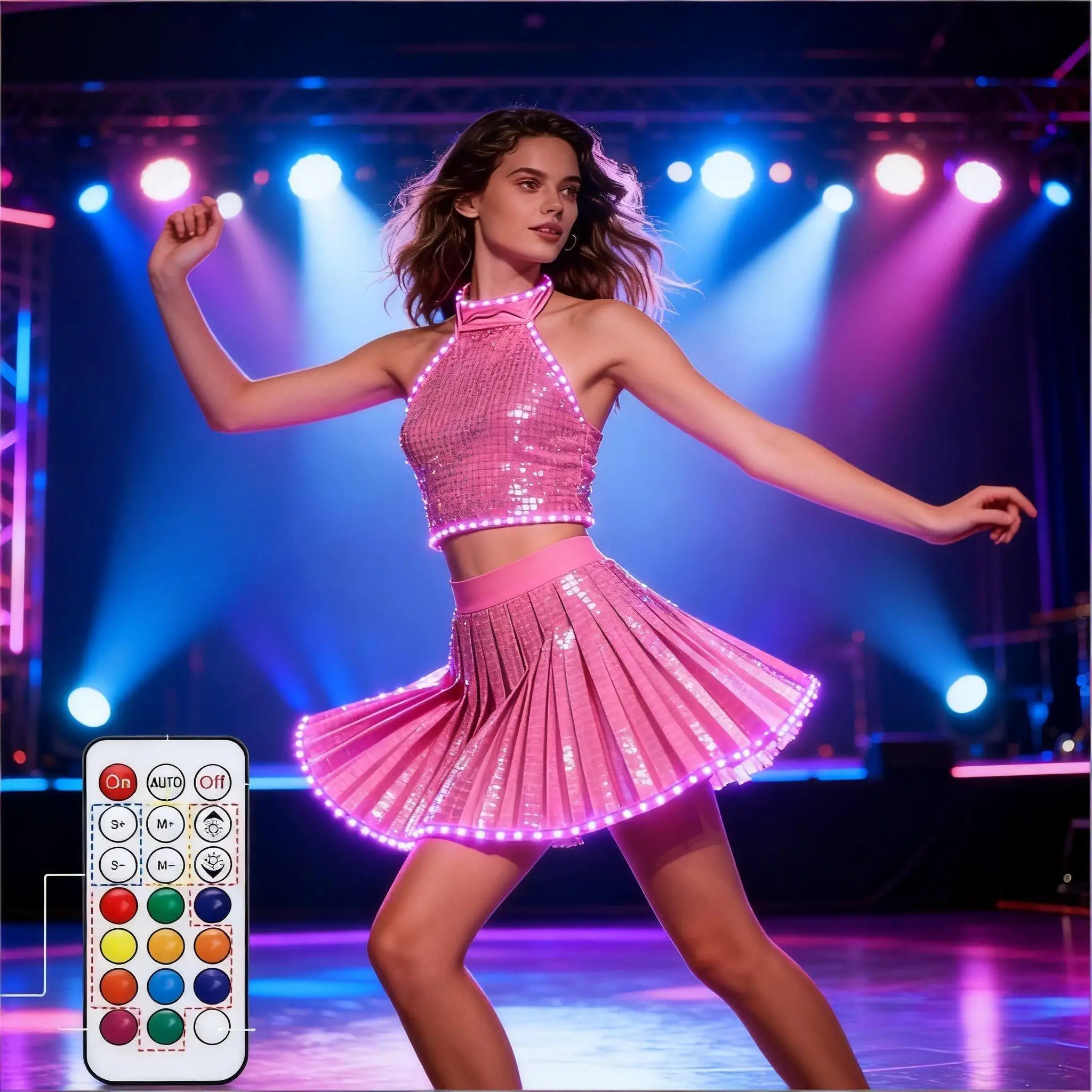 Women's Backless Halter Neck LED Sequin Dress 2026 Starry Sky Design Remote Color Changing Gown for Christmas Party Club Wear
Women's Backless Halter Neck LED Sequin Dress 2026 Starry Sky Design Remote Color Changing Gown for Christmas Party Club Wear