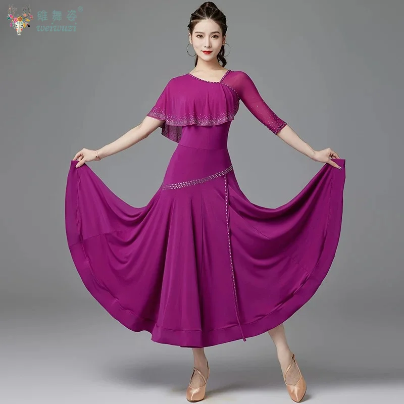 Ballroom Dance rhinestone Big Swing Practice Dress Women Modern Waltz Foxtrot Tango Quickstep Stage Professional Costume
Ballroom Dance rhinestone Big Swing Practice Dress Women Modern Waltz Foxtrot Tango Quickstep Stage Professional Costume
