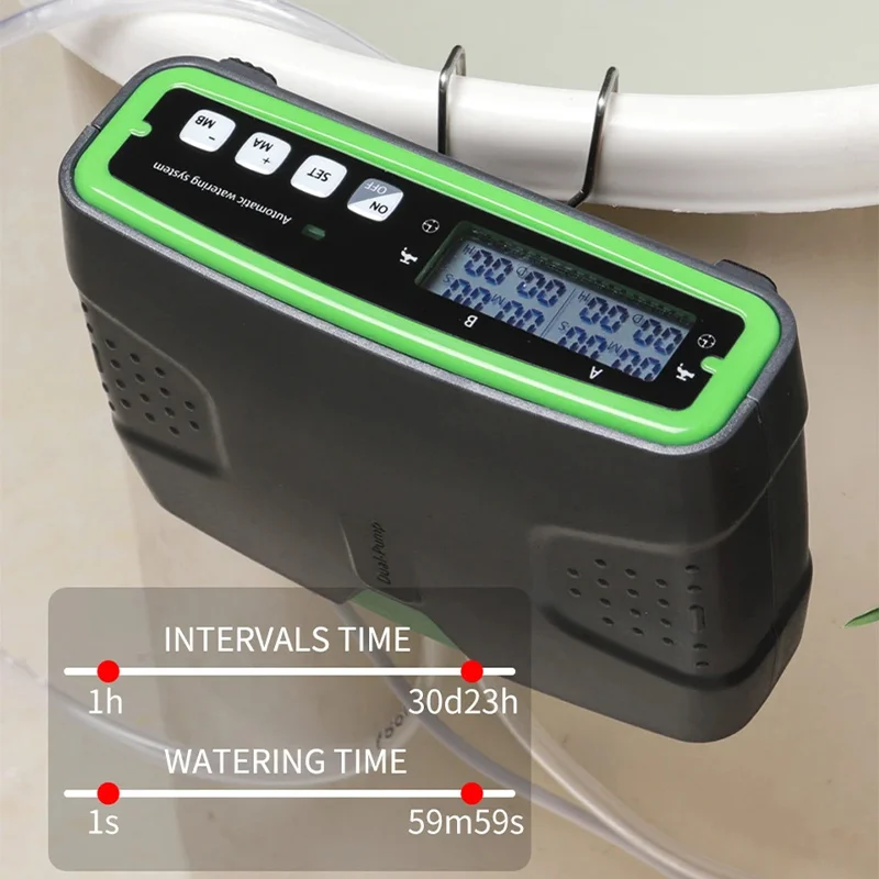 Automatic Double Pump Watering Device Set for 20 Potted Plants Drip Irrigation System Kit 30-Days Programmable Watering Timer
Automatic Double Pump Watering Device Set for 20 Potted Plants Drip Irrigation System Kit 30-Days Programmable Watering Timer