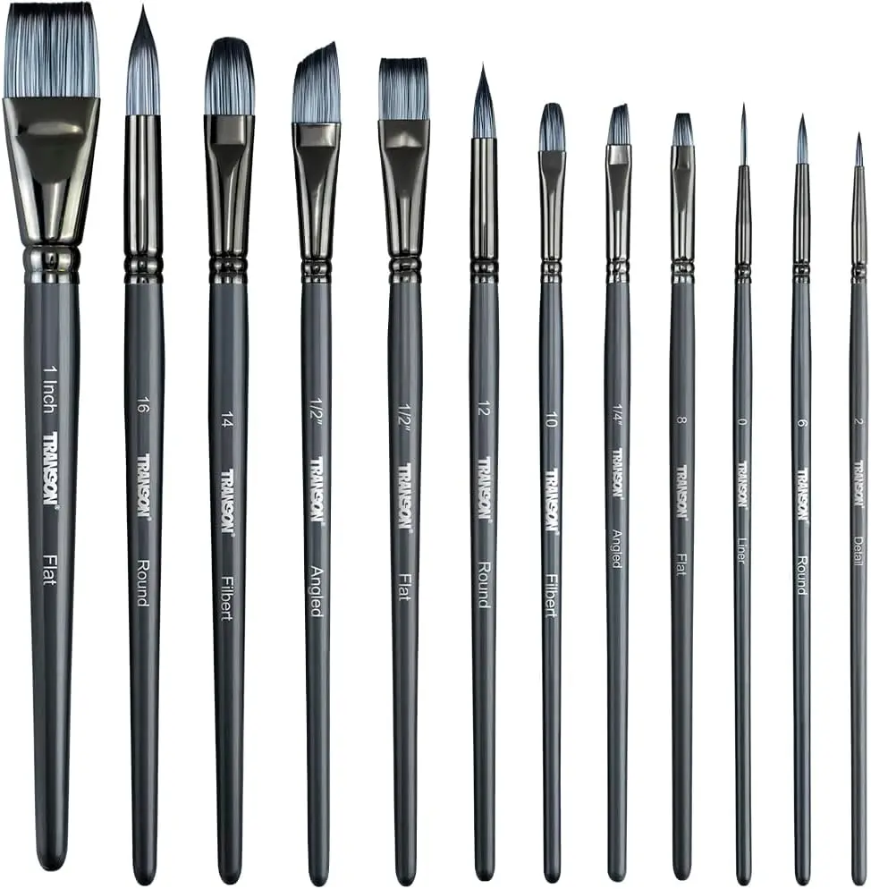 12-Piece Artist Paint Brush Set for Watercolor, Acrylic, Gouache, Oil & Tempera
12-Piece Artist Paint Brush Set for Watercolor, Acrylic, Gouache, Oil & Tempera