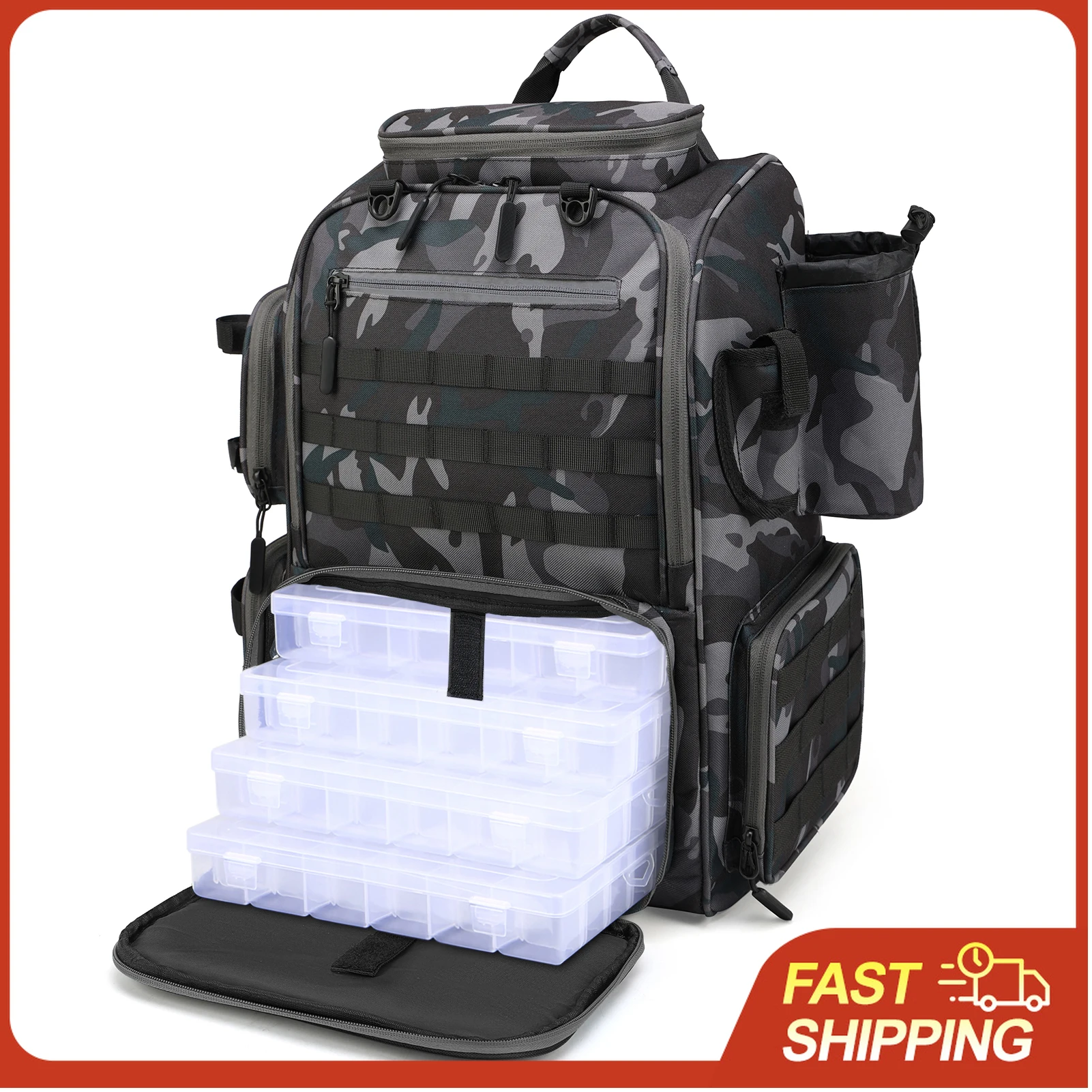 Lixada Fishing Backpack Waterproof Fishing Tackle Storage Bag with 4 Trays and Rain Cover
Lixada Fishing Backpack Waterproof Fishing Tackle Storage Bag with 4 Trays and Rain Cover