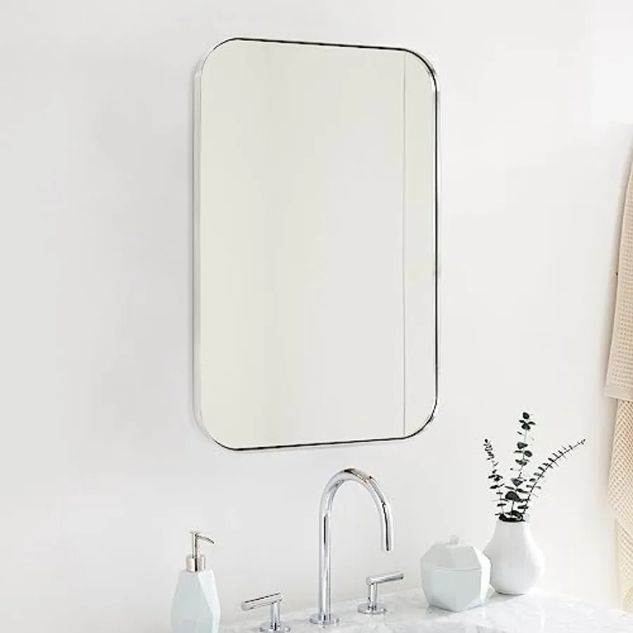 22x30'' Rounded Rectangle Bathroom Vanity Wall Mirror Stainless Steel Metal Framed Rectangular Bathroom Mirror, Vertical and Ho
22x30'' Rounded Rectangle Bathroom Vanity Wall Mirror Stainless Steel Metal Framed Rectangular Bathroom Mirror, Vertical and Ho