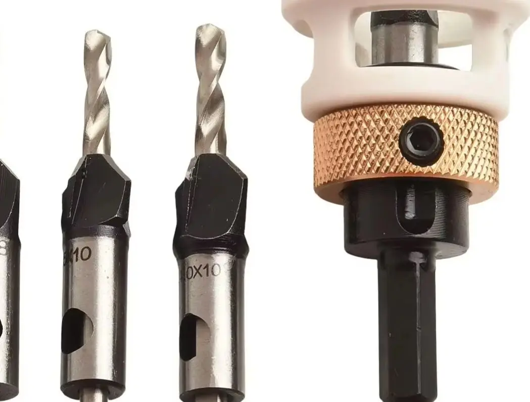 4-in-1 Countersunk Drill Bit Set With Low-Friction Depth Stopper, Carbide Bits, Adjustable Depth Stepped Bits
4-in-1 Countersunk Drill Bit Set With Low-Friction Depth Stopper, Carbide Bits, Adjustable Depth Stepped Bits