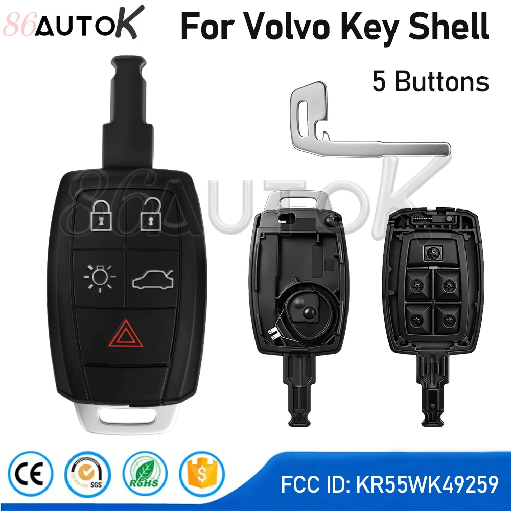 Replacement Remote Car Key Fob Cover Housing For Volvo C30 C70 V50 S40 FCC ID: KR55WK49259 5 Buttons Smart Auto Key Shell Case
Replacement Remote Car Key Fob Cover Housing For Volvo C30 C70 V50 S40 FCC ID: KR55WK49259 5 Buttons Smart Auto Key Shell Case