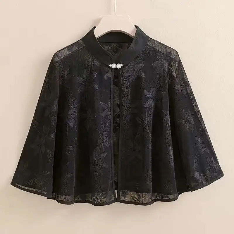 Vintage Chinese Style Solid Color Coat Buttons Ponchos Casual Elegant Femme Tops Elegant Spring Autumn Thin Women's Clothing
Vintage Chinese Style Solid Color Coat Buttons Ponchos Casual Elegant Femme Tops Elegant Spring Autumn Thin Women's Clothing