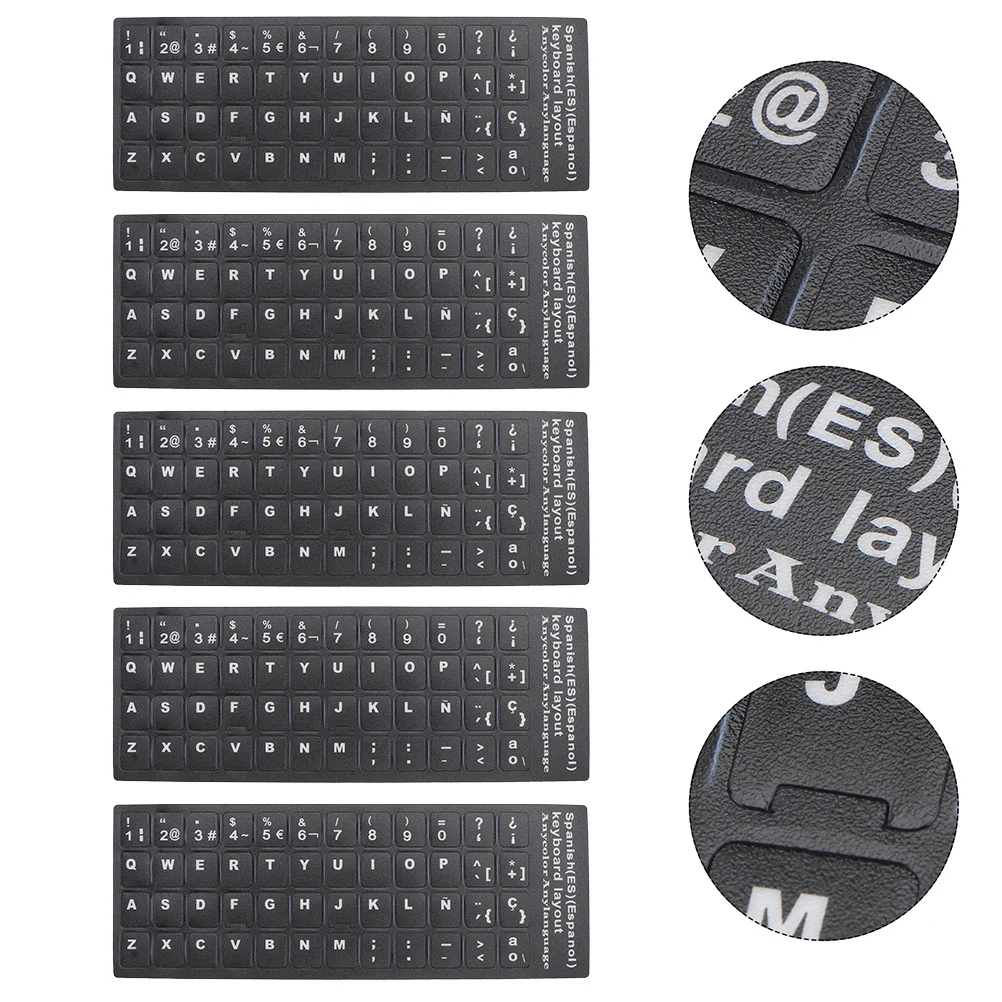 5 Sheets Spanish Language Keyboard Stickers Easy Remove Keyboard Replacement Letter Decals Laptop Computer Accessories
5 Sheets Spanish Language Keyboard Stickers Easy Remove Keyboard Replacement Letter Decals Laptop Computer Accessories