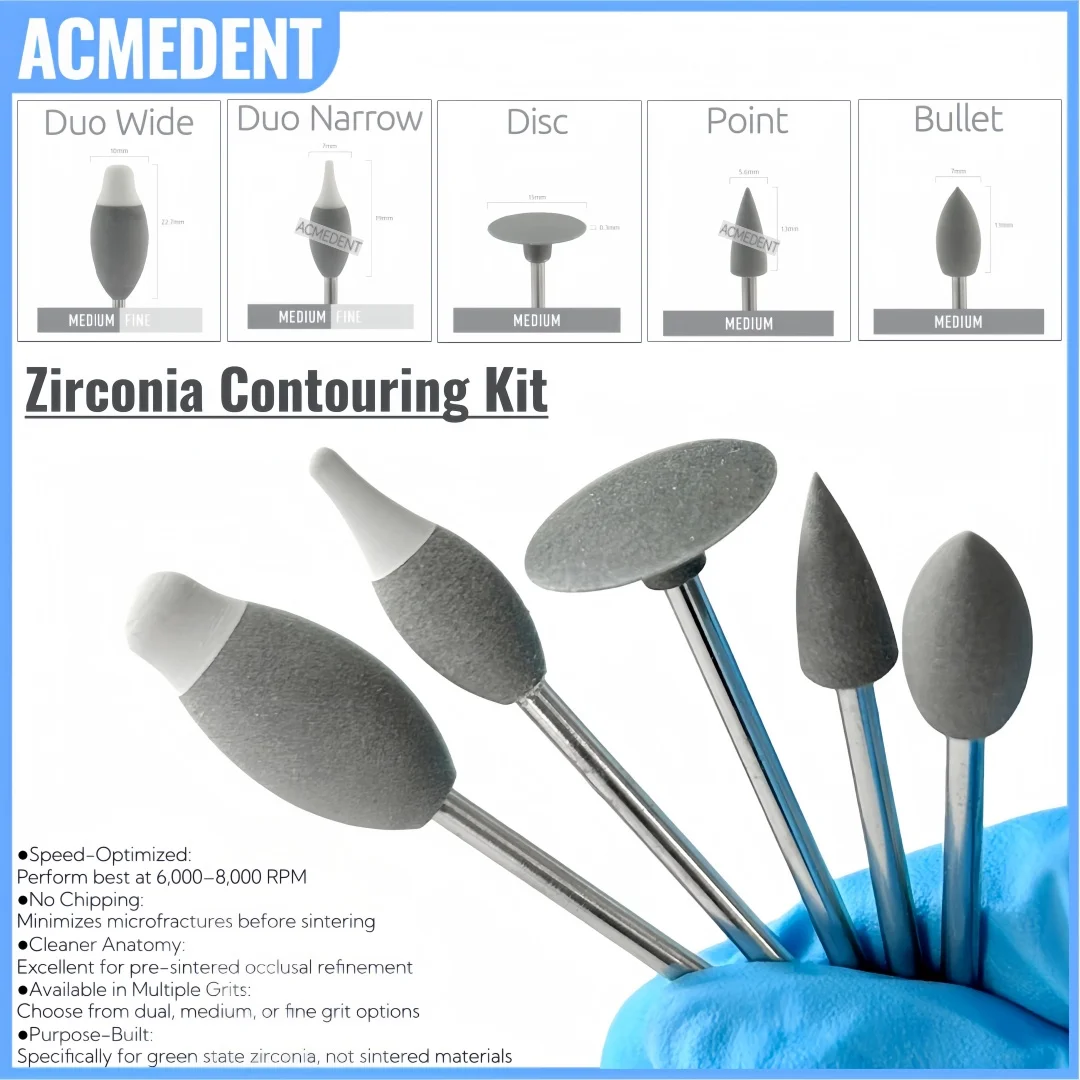 Набор для контурной обработки зубов из диоксида циркония Z-Kit: Зеленый, предварительно спеченный, для финишной полировки перед кристаллизацией циркония
Набор для контурной обработки зубов из диоксида циркония Z-Kit: Зеленый, предварительно спеченный, для финишной полировки перед кристаллизацией циркония