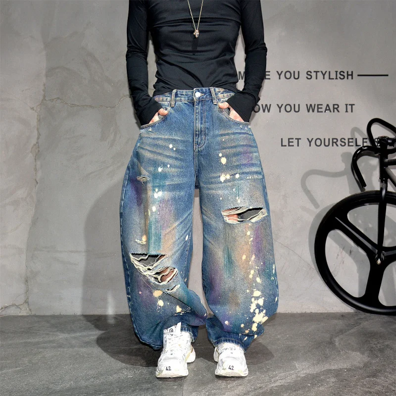 Vibe Wasteland Style Graffiti Ripped Wide Leg Jeans Men, Trendy Loose Oversized Curved Pants
Vibe Wasteland Style Graffiti Ripped Wide Leg Jeans Men, Trendy Loose Oversized Curved Pants