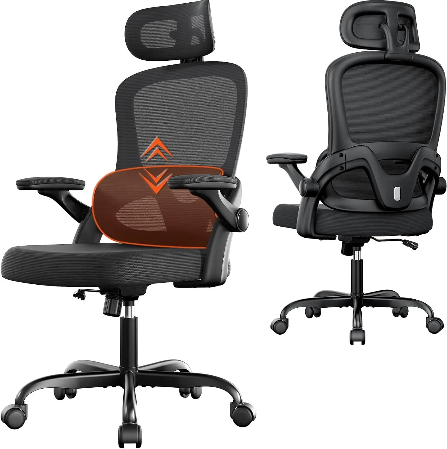 Ergonomic Office Chair, High Back Computer Chair with Adjustable Lumbar Support, 3D Armrest, Headrest, Mesh Home Office Desk Cha
Ergonomic Office Chair, High Back Computer Chair with Adjustable Lumbar Support, 3D Armrest, Headrest, Mesh Home Office Desk Cha