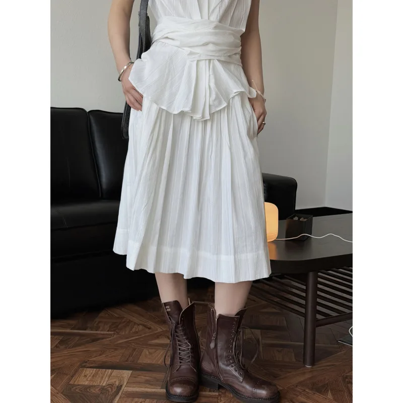 Summer Jacquard A-line Skirt Women Elastic Waist 80% Cotton Comfortable Breathable White Midi Skirts
Summer Jacquard A-line Skirt Women Elastic Waist 80% Cotton Comfortable Breathable White Midi Skirts