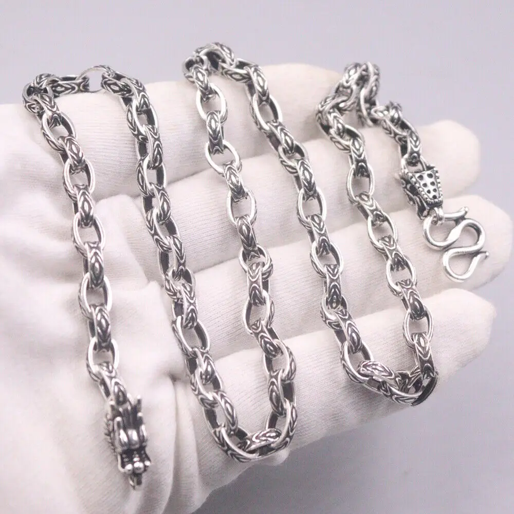Real 999 Fine Silver 6mm Carved Oval Link Chain Dragon Head Necklace 21.6inch L
Real 999 Fine Silver 6mm Carved Oval Link Chain Dragon Head Necklace 21.6inch L