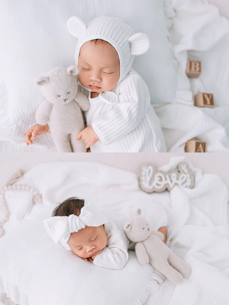 Cosy Home-Style Newborn Photography Props Soft Cotton Baby Jumpsuit+Hat Headband Teddy Bear Doll Studio Shoot Scene Accessories 
Cosy Home-Style Newborn Photography Props Soft Cotton Baby Jumpsuit+Hat Headband Teddy Bear Doll Studio Shoot Scene Accessories