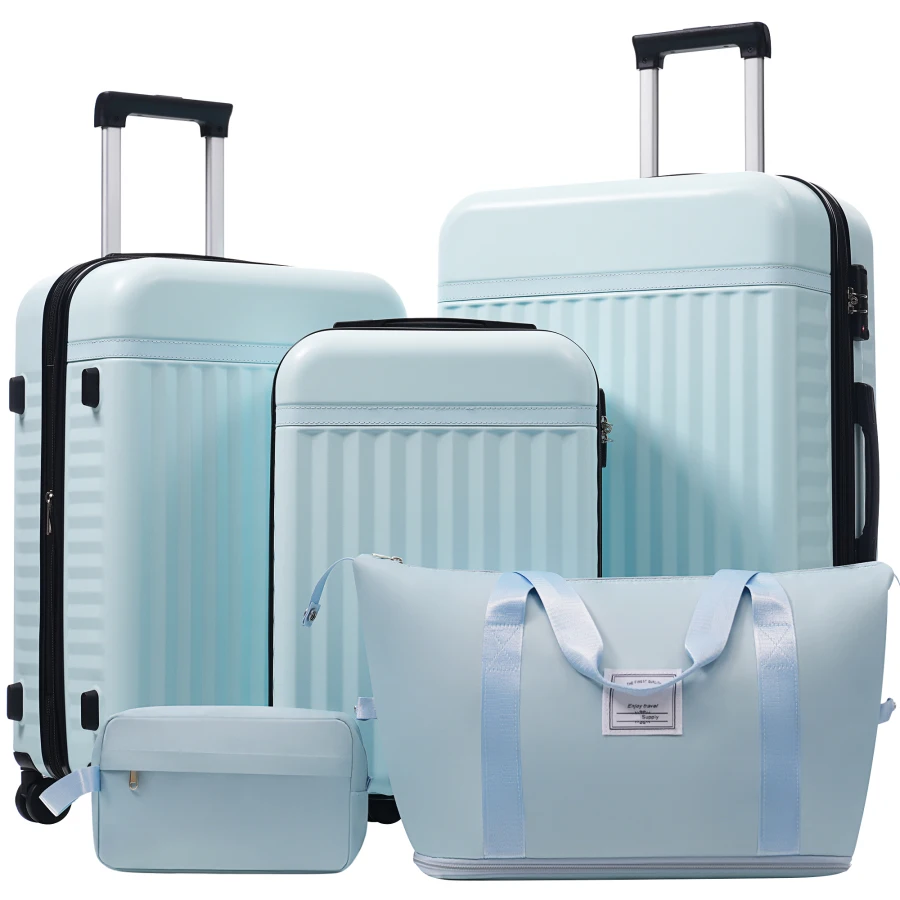 Luggage Set 5 Piece for Travel, Polycarbonate Hardside Carry-on Suitcase in Black, Expandable with Spinner Wheels, TSA Lock
Luggage Set 5 Piece for Travel, Polycarbonate Hardside Carry-on Suitcase in Black, Expandable with Spinner Wheels, TSA Lock