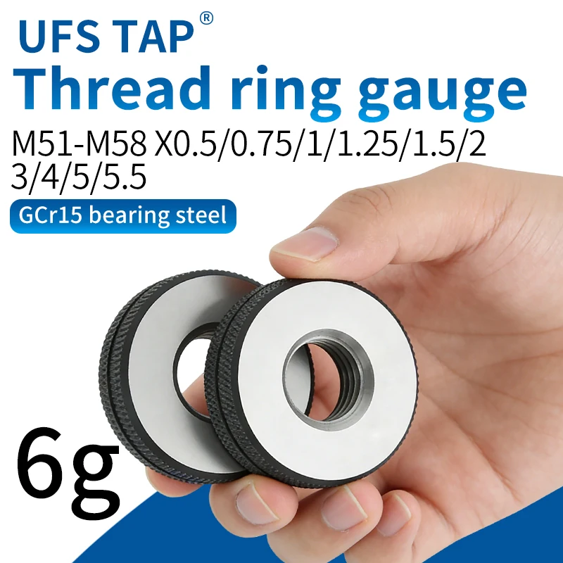 UFS 1SET(1*GO+1*NOGO) 6g M51-M58 X0.5/0.75/1/1.25/1.5/2/3/4/5/5.5 Metric Standard Fine Tooth Thread Ring Gauge Measure Tool
UFS 1SET(1*GO+1*NOGO) 6g M51-M58 X0.5/0.75/1/1.25/1.5/2/3/4/5/5.5 Metric Standard Fine Tooth Thread Ring Gauge Measure Tool