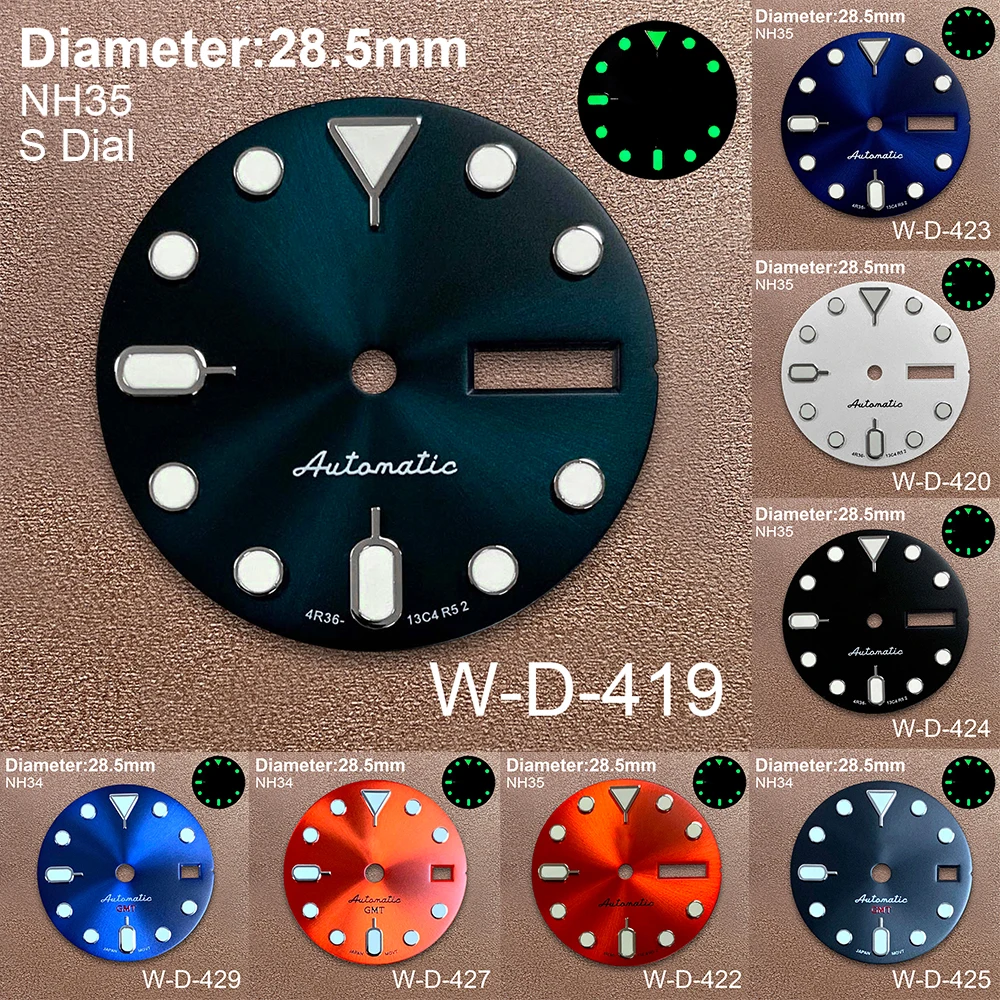 28.5mm S Logo SKX007/GMT Dial Suitable For NH34/NH36 Japanese Movement Green Luminous 3/3.8/4.1 O'clock Watch Accessories
28.5mm S Logo SKX007/GMT Dial Suitable For NH34/NH36 Japanese Movement Green Luminous 3/3.8/4.1 O'clock Watch Accessories