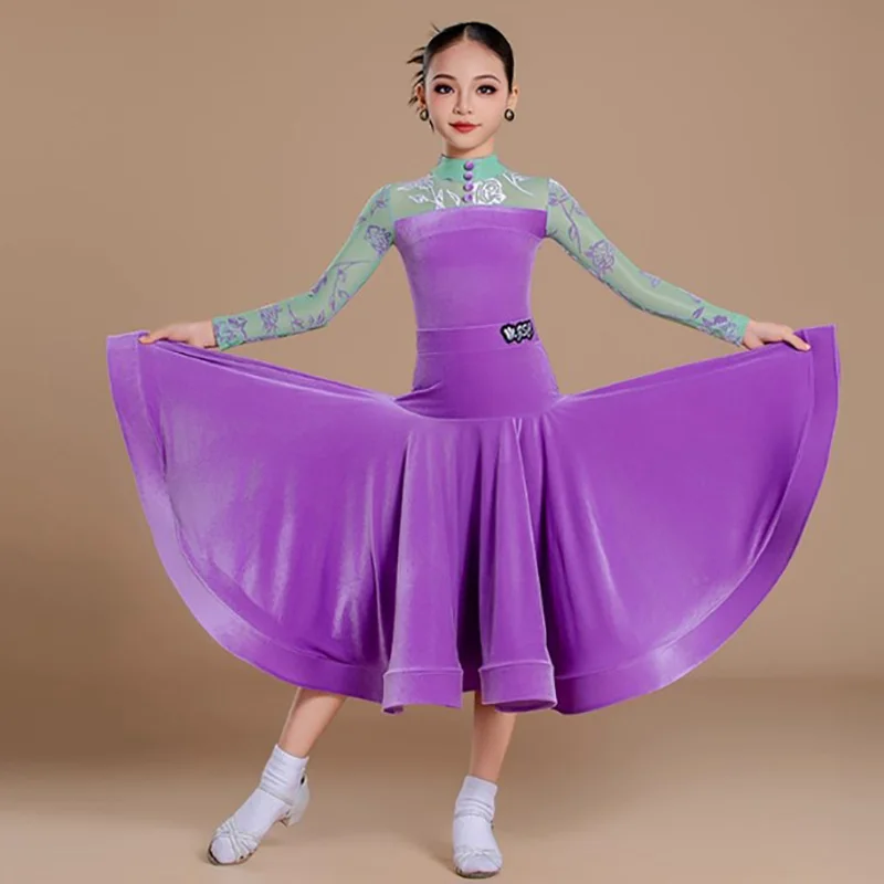 Детские бархатные сетчатые костюмы для вальса и бальных танцев для девочек, комбинезон с длинными рукавами и большие юбки, современная танцевальная одежда
Детские бархатные сетчатые костюмы для вальса и бальных танцев для девочек, комбинезон с длинными рукавами и большие юбки, современная танцевальная одежда