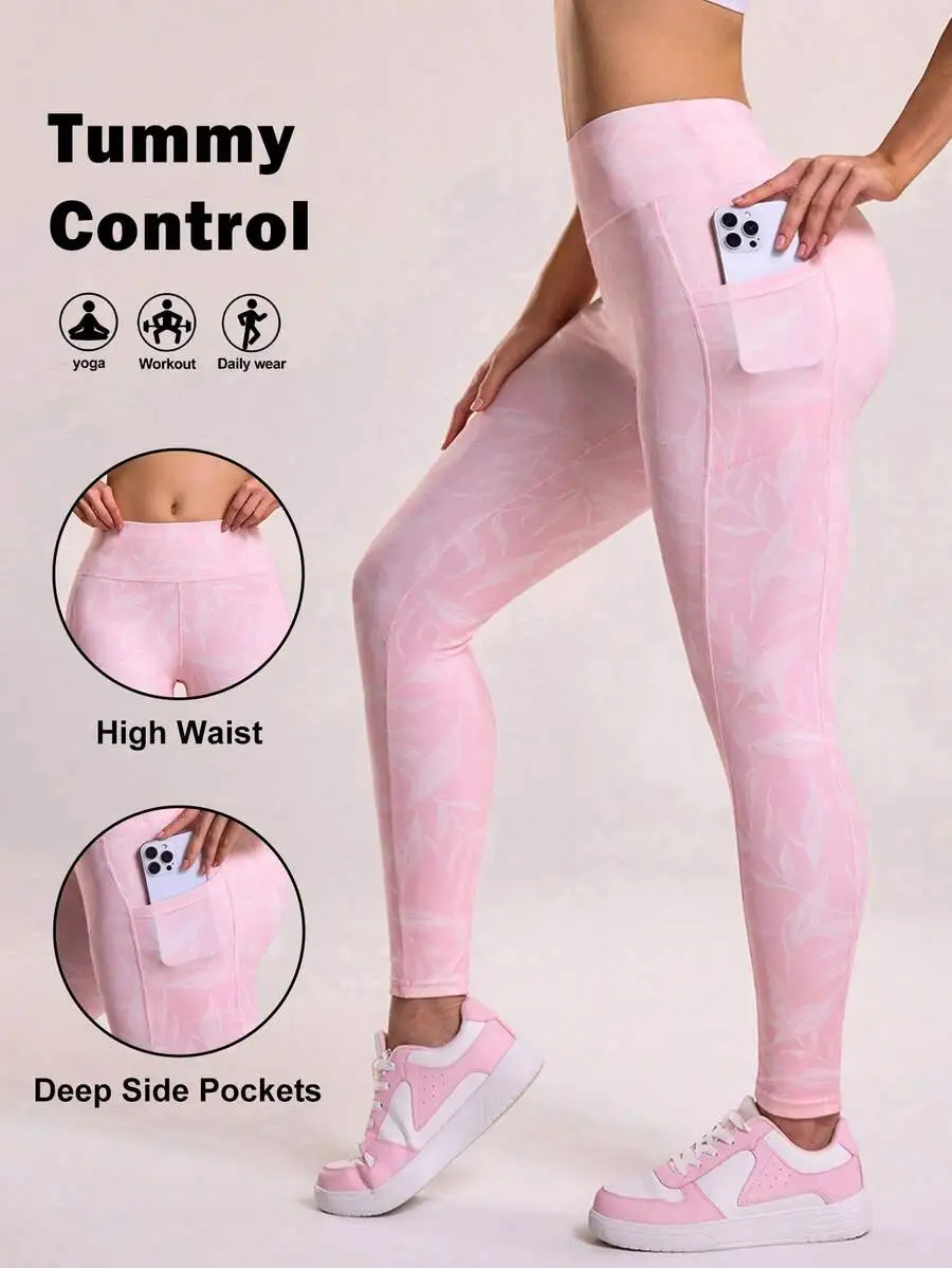 High Waist Botanical Print Leggings With Deep Side Pockets For Yoga Workout Daily Wear
High Waist Botanical Print Leggings With Deep Side Pockets For Yoga Workout Daily Wear