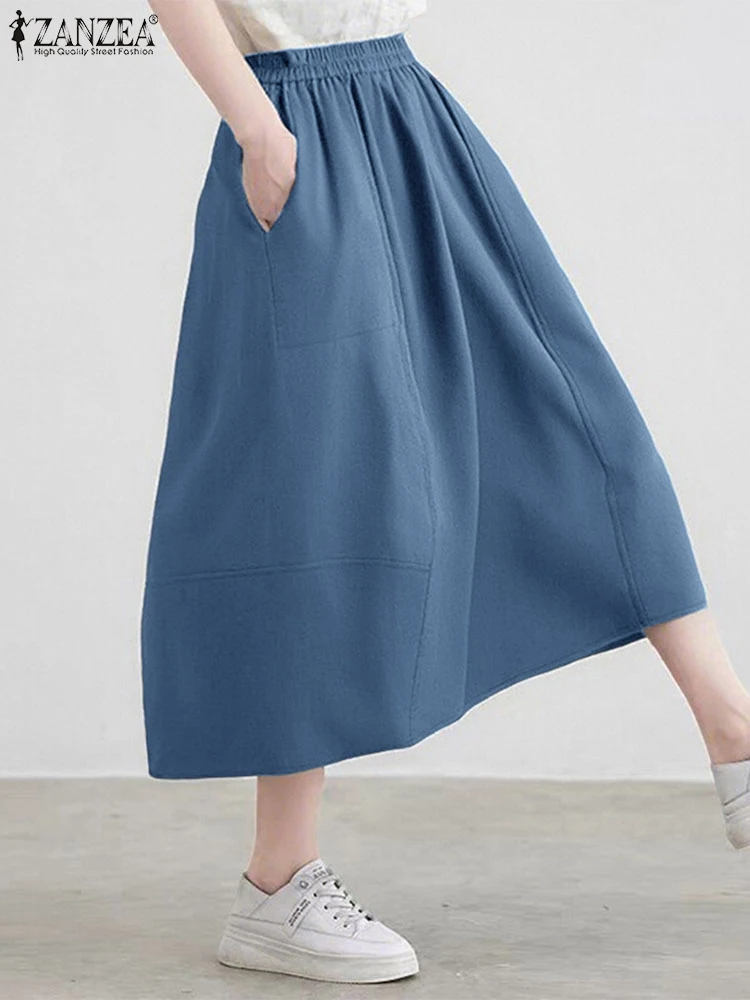 ZANZEA Women Casual Long Skirts Fashion High Waist Loose Midi Skirt 2025 Summer Pockets Elastic Waist Vintage Oversized Skirts
ZANZEA Women Casual Long Skirts Fashion High Waist Loose Midi Skirt 2025 Summer Pockets Elastic Waist Vintage Oversized Skirts