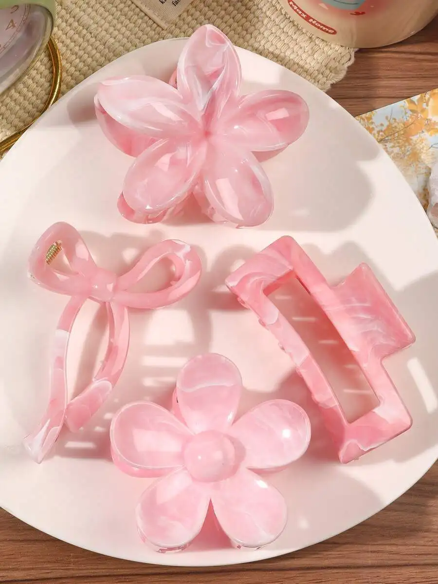 4pcs Pink Marble Flower Hair Claw Clips Bow Hairpins Bohemian Fashion Accessories For Women
4pcs Pink Marble Flower Hair Claw Clips Bow Hairpins Bohemian Fashion Accessories For Women