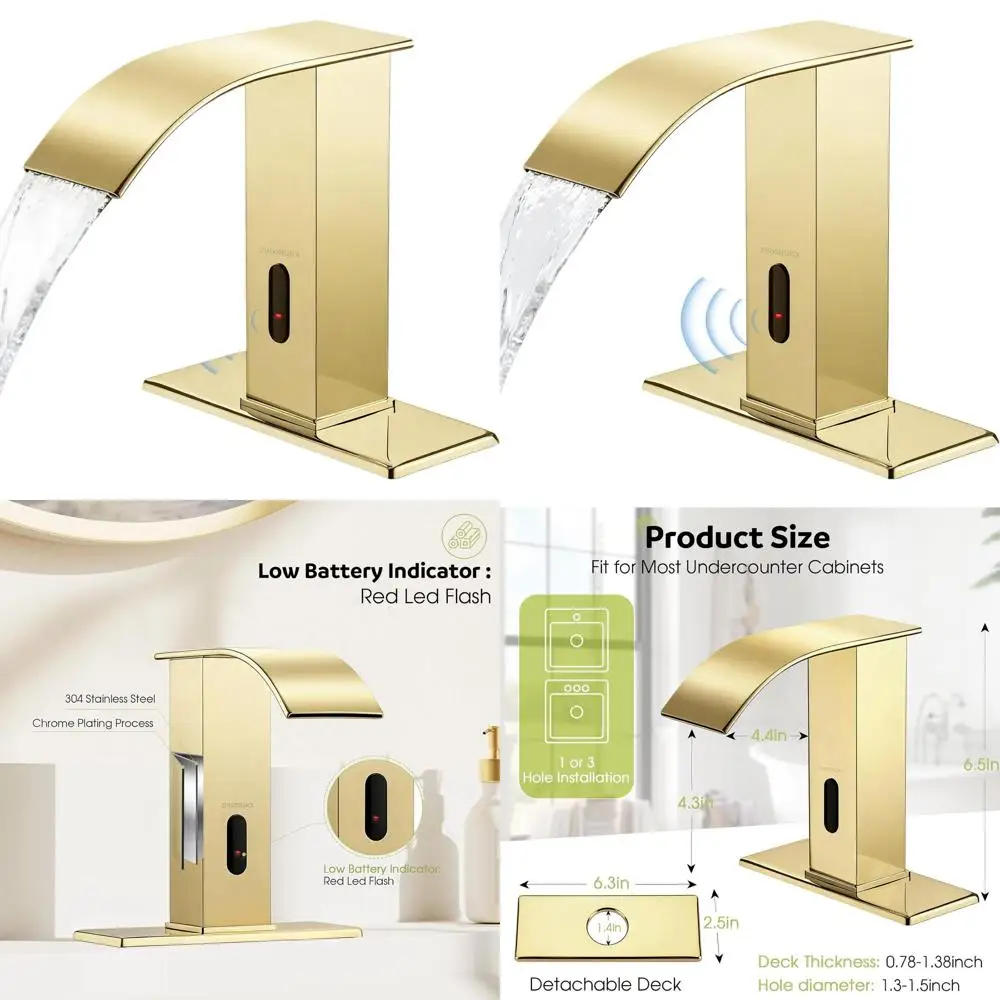 Hands-Free Stainless Steel Waterfall Spout Bathroom Faucet with Motion Sensor and Cover Plate
Hands-Free Stainless Steel Waterfall Spout Bathroom Faucet with Motion Sensor and Cover Plate