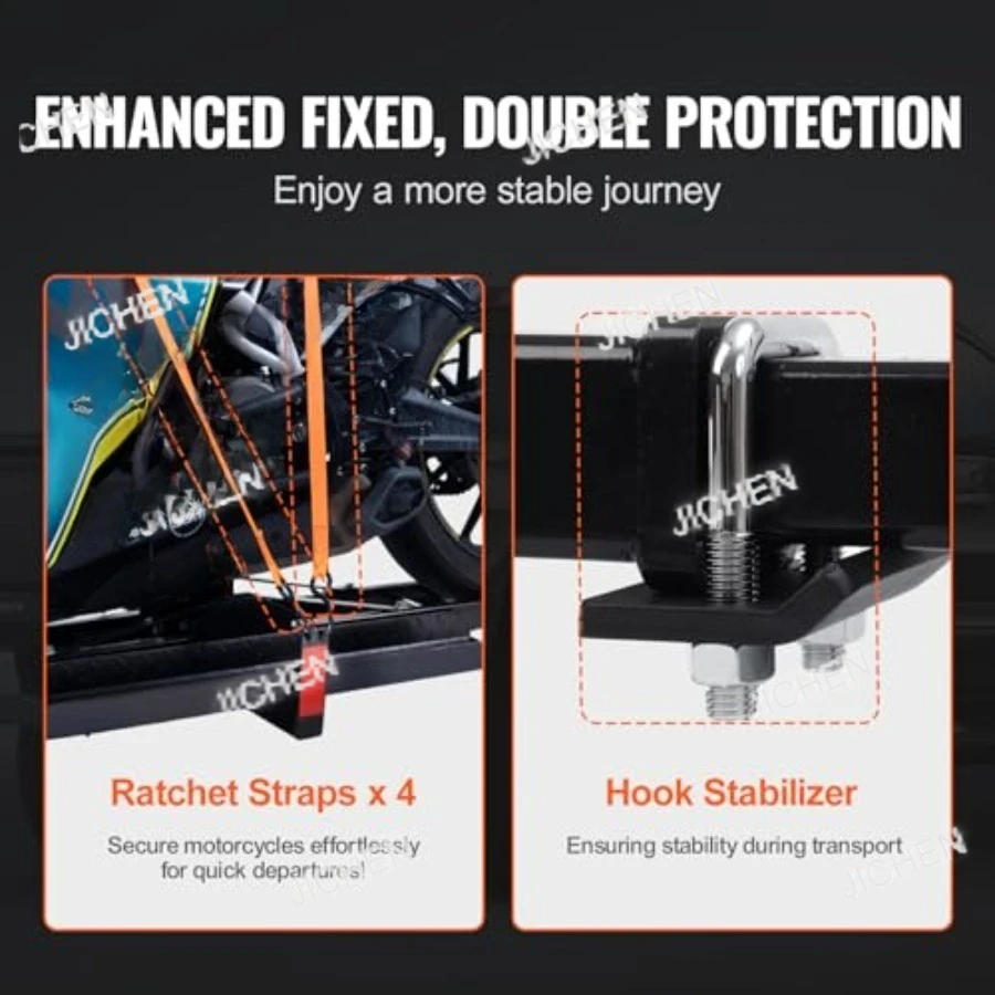 Heavyduty 600 LBS Steel Motorcycle Carrier with 47Inch Extended Ramp for Hitch Mount Ideal for Transporting Scooters and Dirt B
Heavyduty 600 LBS Steel Motorcycle Carrier with 47Inch Extended Ramp for Hitch Mount Ideal for Transporting Scooters and Dirt B