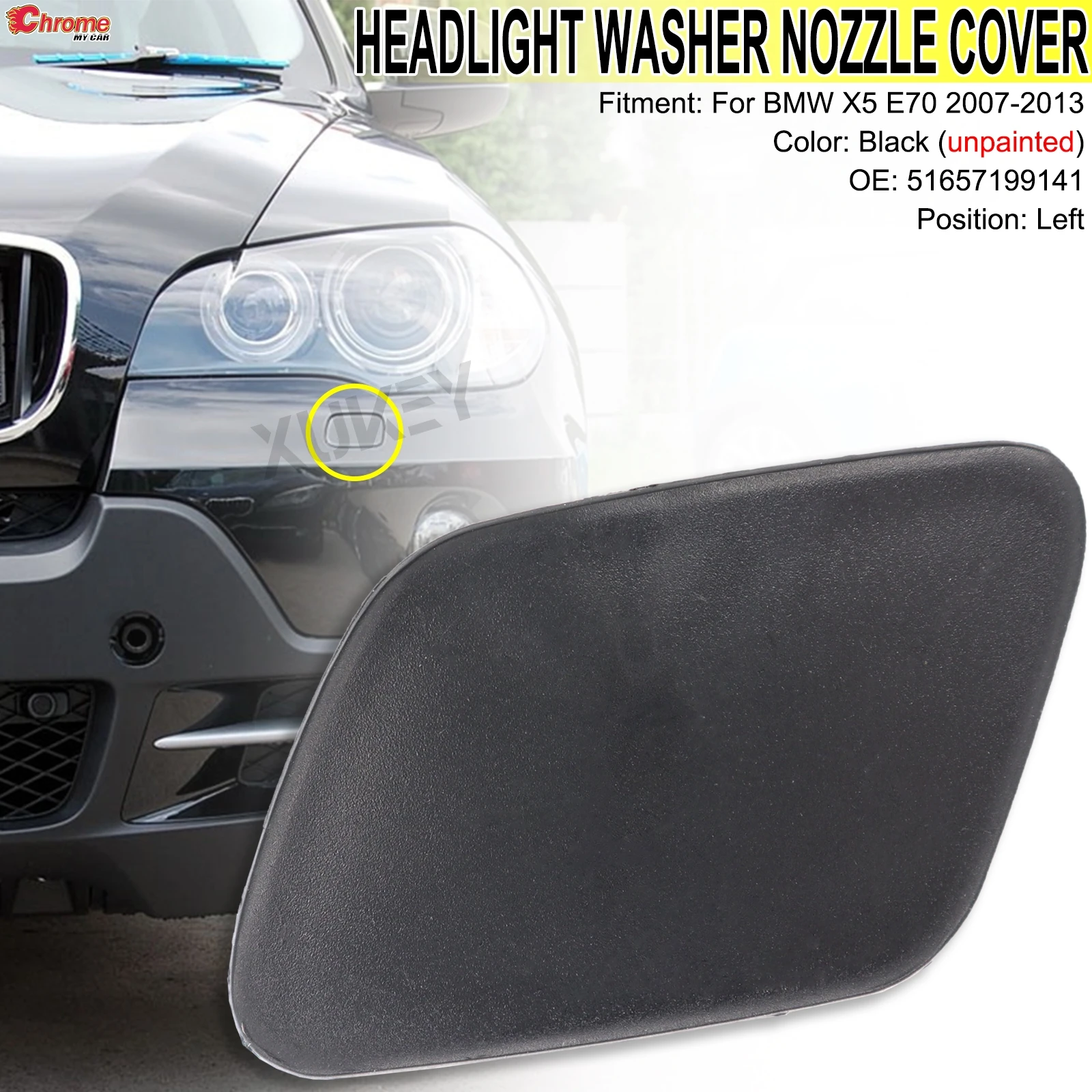 Headlight Washer Nozzle Spray Jet Cover Left Unpainted Cap Front Bumper 51657199141 51657199142 For BMW X5 E70 2007-2013
Headlight Washer Nozzle Spray Jet Cover Left Unpainted Cap Front Bumper 51657199141 51657199142 For BMW X5 E70 2007-2013