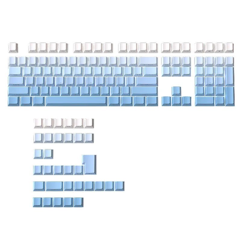 Spot cross-border keycap sky blue keycap gradual change side engraving luminous 140 mechanical PBT two-color injection molding
Spot cross-border keycap sky blue keycap gradual change side engraving luminous 140 mechanical PBT two-color injection molding