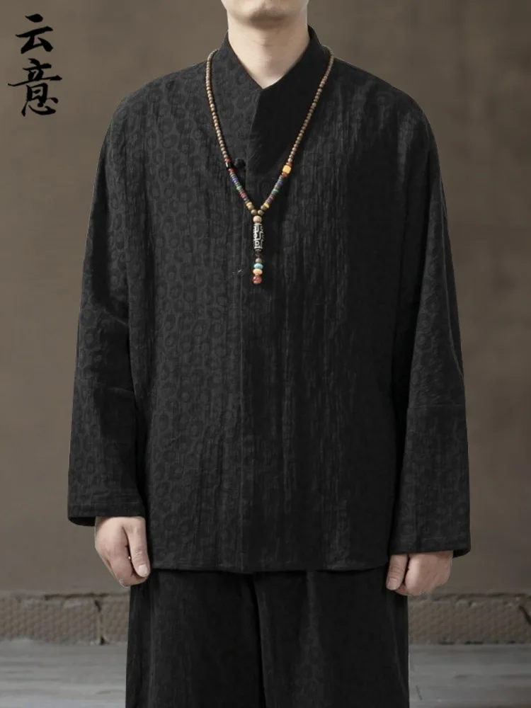 Autumn Cotton Linen Men's irt Long Sve Casual Stand Collar Button up Traditional Tang Costume Youth Leisure Faion
Autumn Cotton Linen Men's irt Long Sve Casual Stand Collar Button up Traditional Tang Costume Youth Leisure Faion