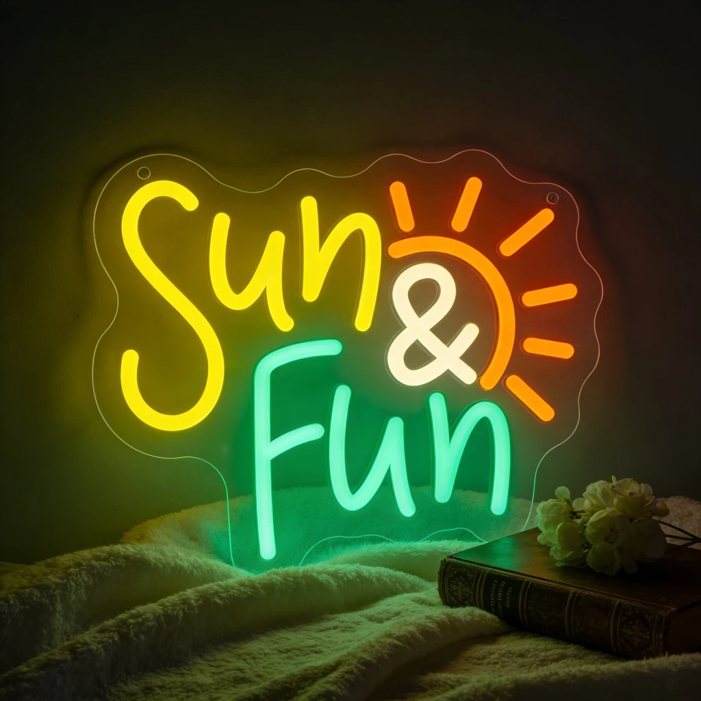 Sun & Fun Neon Sign LED USB Dimmable Night Light for Bedroom LivingRoom Wall Art Sign Vacation Party Gift Beach Theme Decoration
Sun & Fun Neon Sign LED USB Dimmable Night Light for Bedroom LivingRoom Wall Art Sign Vacation Party Gift Beach Theme Decoration