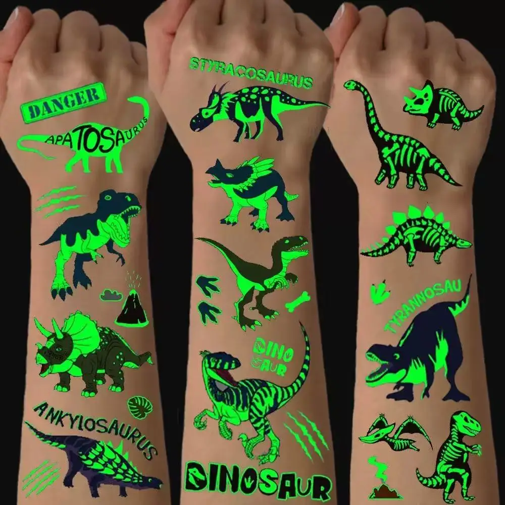 10 Sheets Luminous Dinosaur Temporary Tattoos, Waterproof Glow In The Dark T-Rex Pterosaur Velociraptor Triceratops Stegosaur De
10 Sheets Luminous Dinosaur Temporary Tattoos, Waterproof Glow In The Dark T-Rex Pterosaur Velociraptor Triceratops Stegosaur De