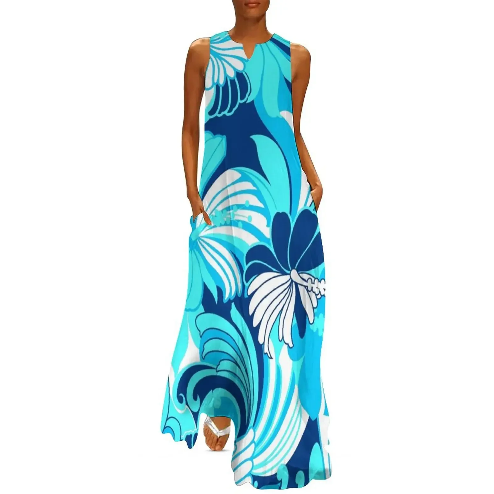 Hibiscus Jungle Hawaiian Tropical Floral - Navy, Turq & Aqua Long Dress elegant dress dress dresses
Hibiscus Jungle Hawaiian Tropical Floral - Navy, Turq & Aqua Long Dress elegant dress dress dresses