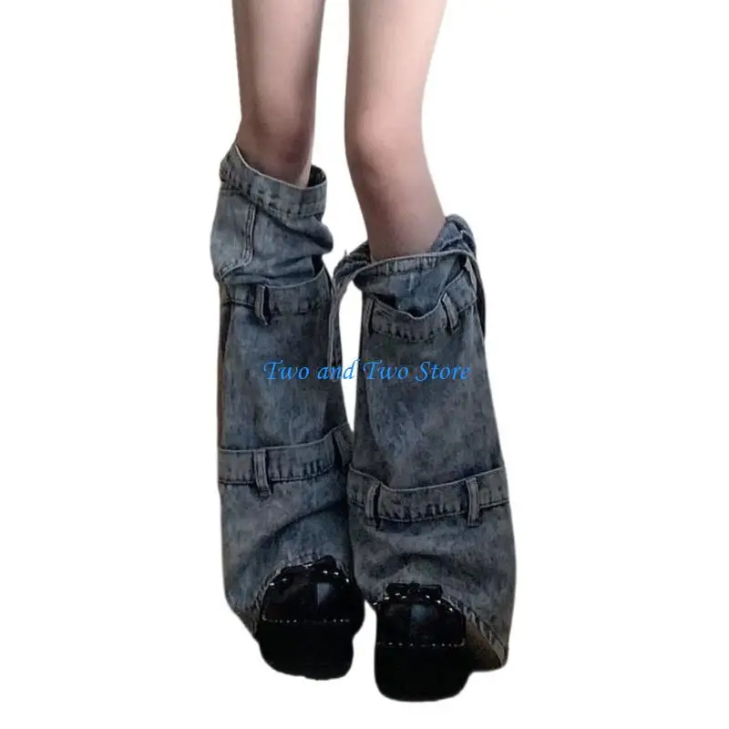 HX6F Women Punk Bandages Straps Blue Leg Covers Washed Jeans Leg Warmer Flared Socks
HX6F Women Punk Bandages Straps Blue Leg Covers Washed Jeans Leg Warmer Flared Socks
