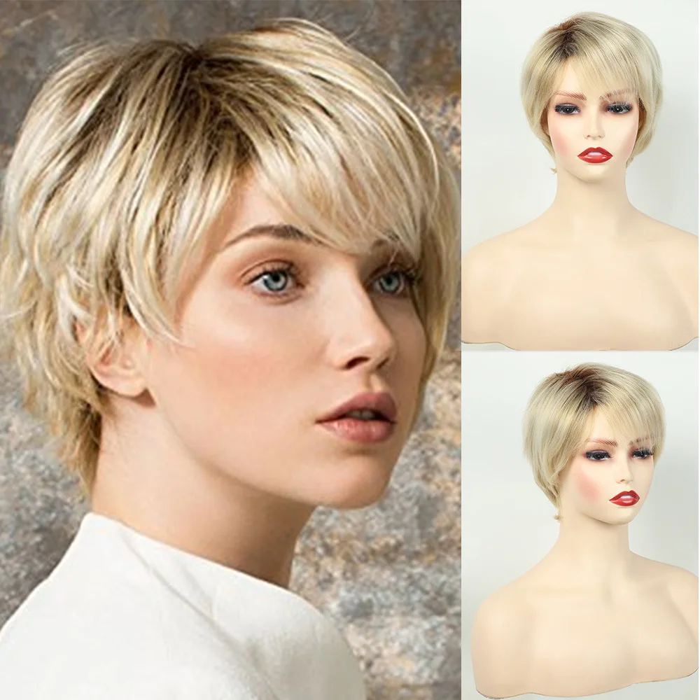 Synthetic Short Straight Mixed Blonde Pixie Cut Wig with Side Bangs for Women Daily Party Cosplay Fake Hair Heat Resistant
Synthetic Short Straight Mixed Blonde Pixie Cut Wig with Side Bangs for Women Daily Party Cosplay Fake Hair Heat Resistant