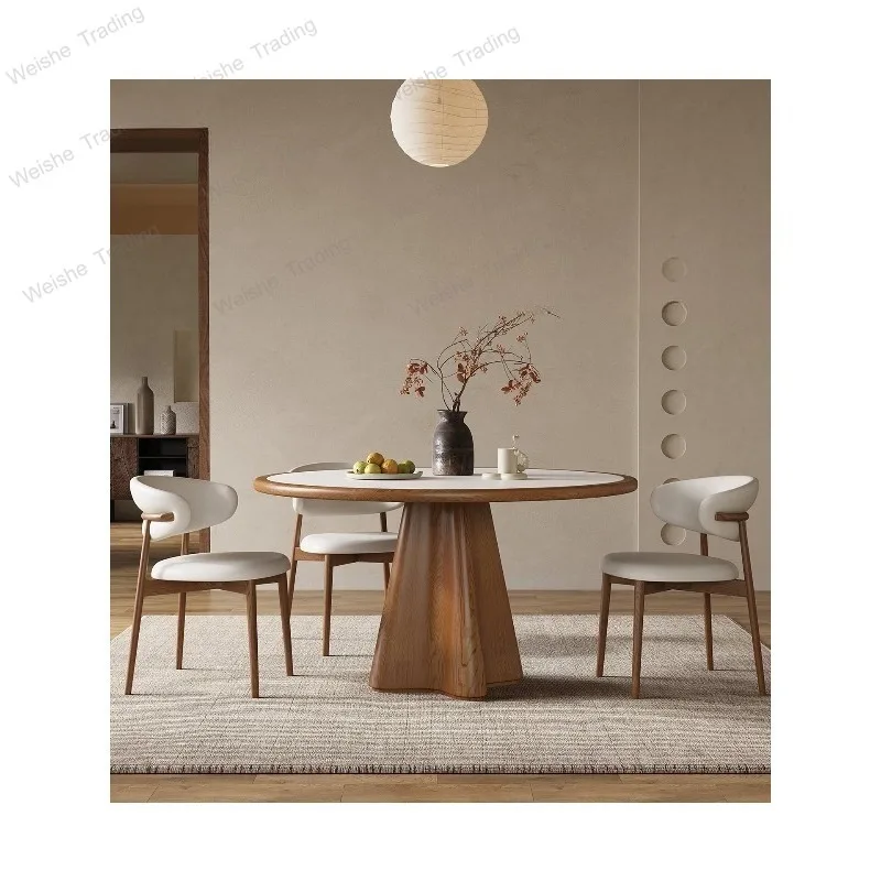 Yahu solid wood rock slab dining table medium antique small apartment household round table with turntable retro style dining
Yahu solid wood rock slab dining table medium antique small apartment household round table with turntable retro style dining